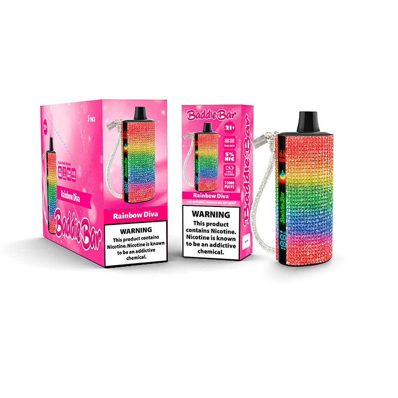 Vaperu Vape Baddie Bar 15000 Puffs Rainbow Diva